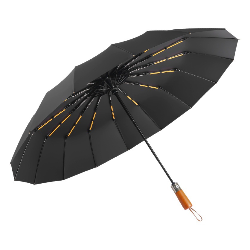 16-bone automatic umbrella high-end double dragon bone wooden handle large folding business umbrella advertising umbrella custom wholesale