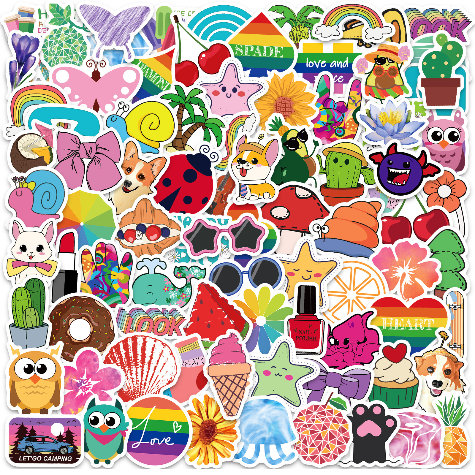 100 small size 4cm love small fresh cute cartoon stickers children's graffiti Cup stickers manufacturers wholesale