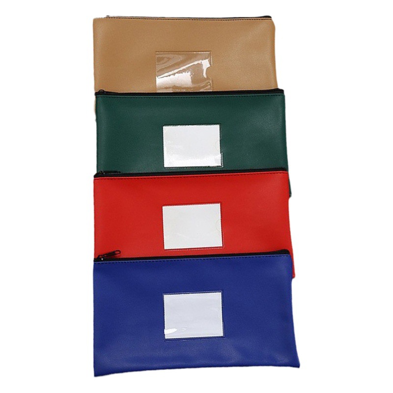 Amazon Hot Sale Card Slot Window PU Leather Bills Bag Storage Bag with Cash File Bag Leather Deposit Bag