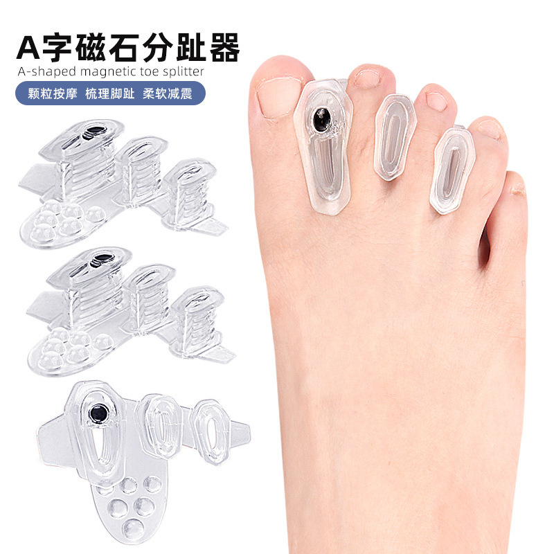 Single hole thumb valgus toe splitter with hole foot center magnet shock absorption massage forefoot pad big foot bone orthopedic sleeve