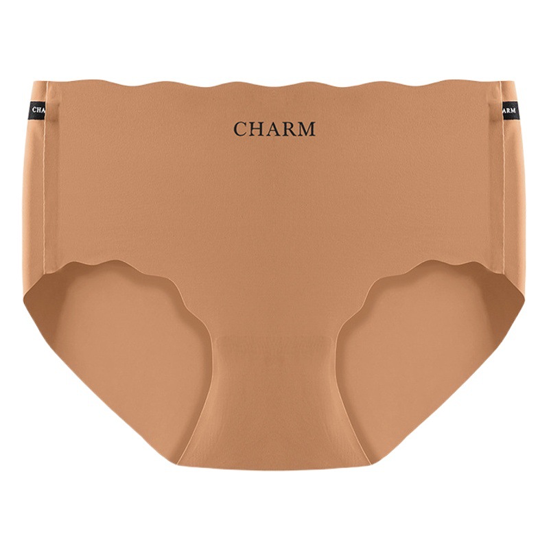 Girl's underwear mid-waist seamless nude skin-friendly antibacterial 7A mulberry silk crotch simple Chanel style girl briefs