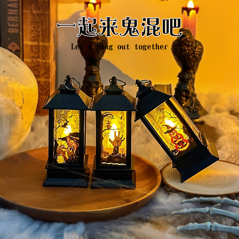 Picture of Retro Halloween wind light LED electronic candle light portable pumpkin light Halloween decoration photo props