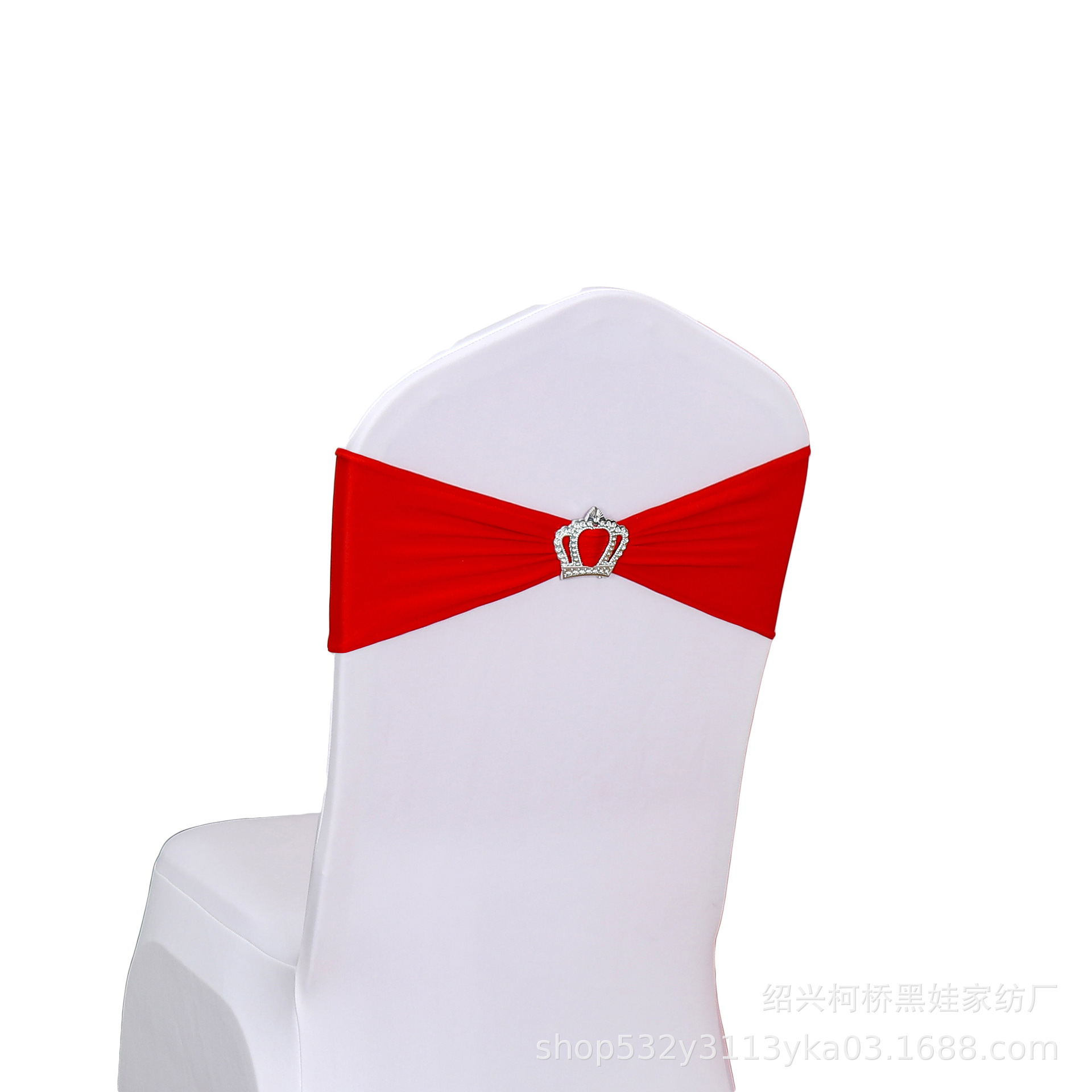 Picture of Chair Back Flower Bow Crown Diamond Buckle Elastic Banquet Chair Set Decoration Free Wedding Strap Ribbon Wedding Ribbon