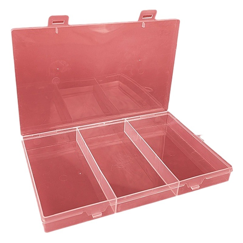 Rectangular fixed three-grid storage box business card bank card transparent storage box sticker card plastic packaging box