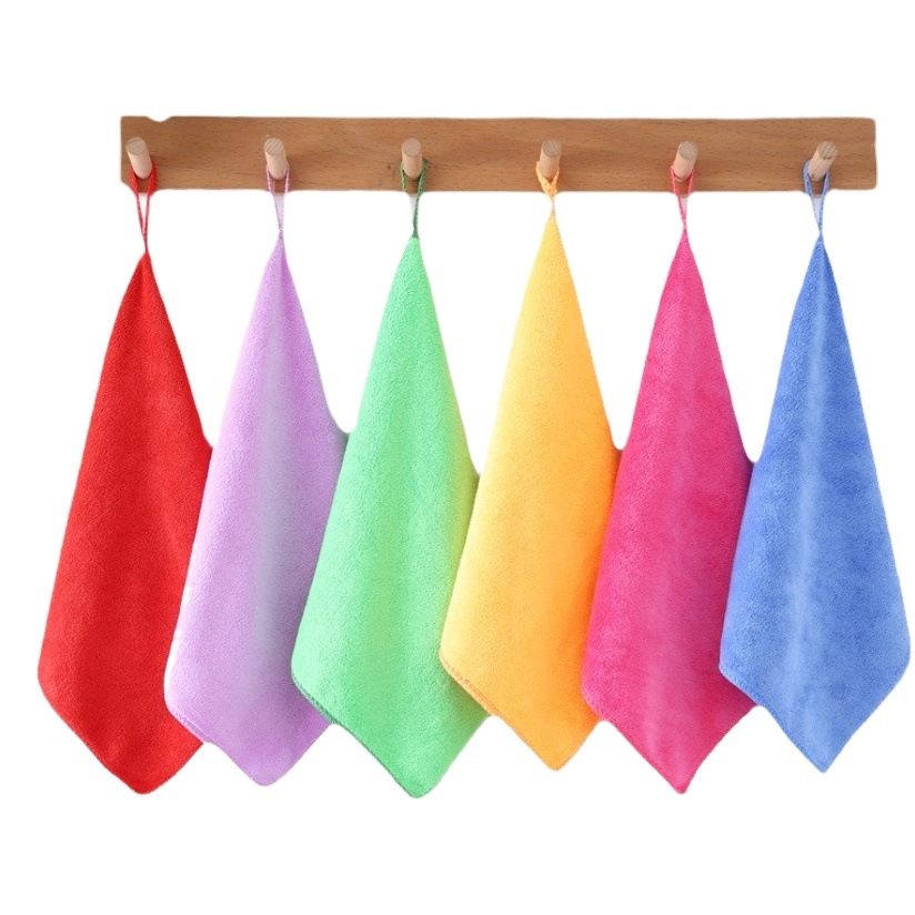 10-piece thickened kindergarten hook square towel household cleaning rag absorbent lint-free kitchen cleaning small towel