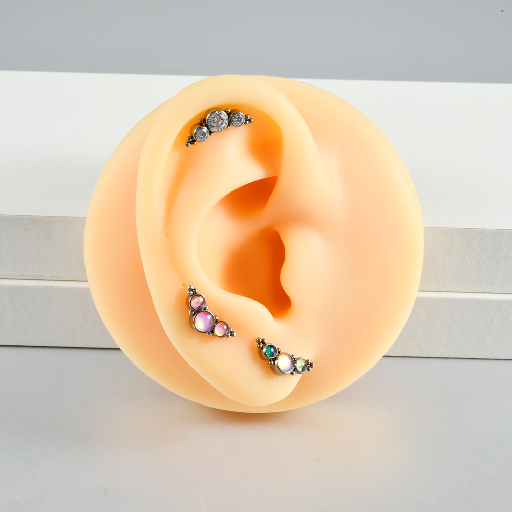 Picture of G23 Titanium Alloy Candy Color Opal Lip Nails Oil Drop Lip Nails Exploding Curved Ear Bone Nails Body Piercing Spot