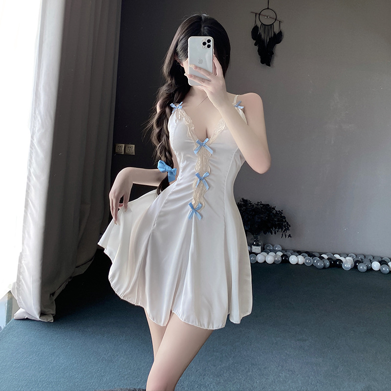 Sexy Lingerie Lace Pure Small Chest Big Girl Pajamas Private Sling Sexy Home Nightgown 8221