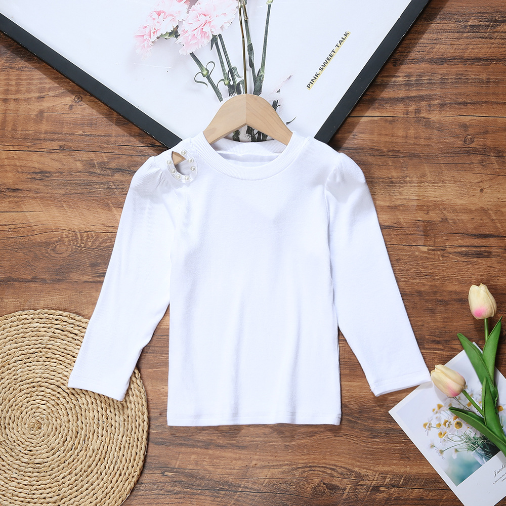Picture of Girls' Solid Color Base Layer Shirt, New Autumn and Winter Long-Sleeve Shirt, Inner Layer Base Shirt, Long-Sleeve T-Shirt, Soft Cotton, Casual and Versatile