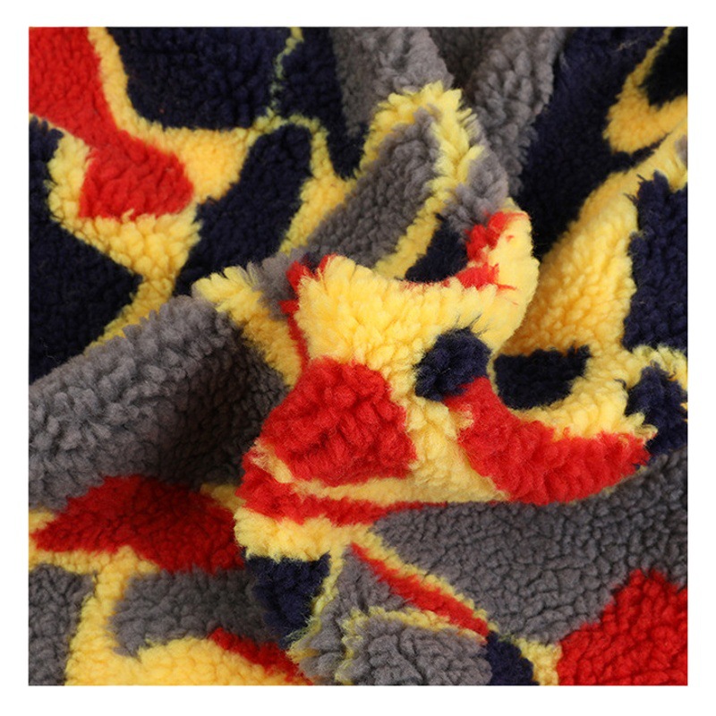 Fall/winter vests children's clothing flannel fabric 370g contrast color pop geometric jacquard lamb wool lamb wool fabric