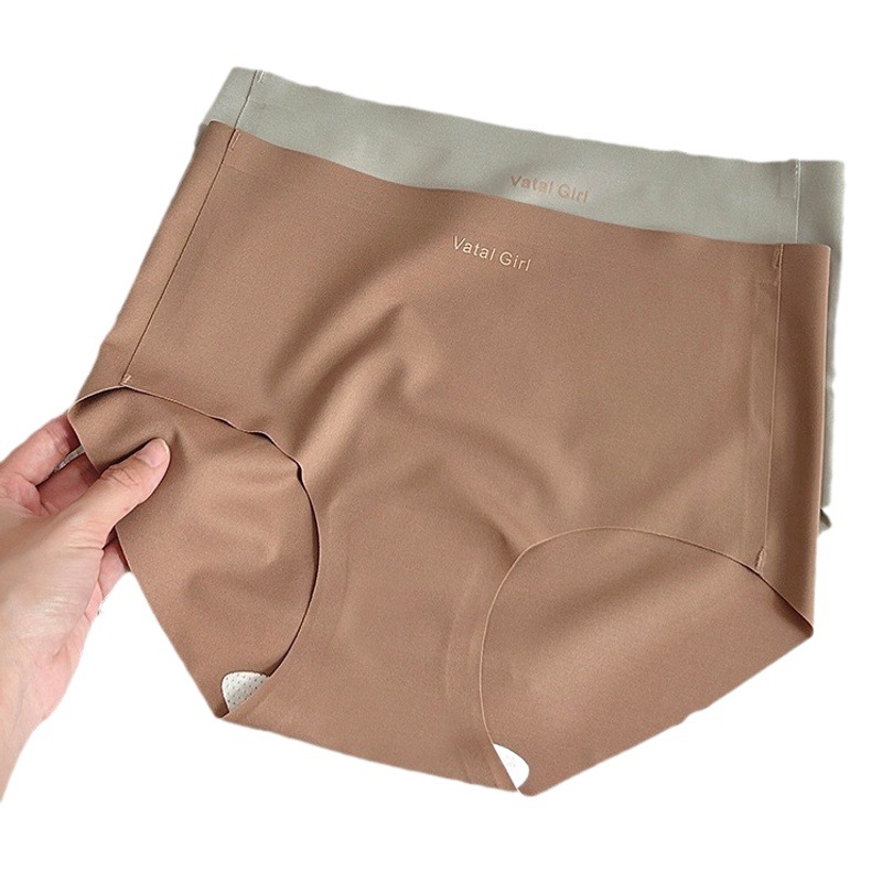 Maillard autumn and winter brushed comfortable skin-friendly seamless letter waist head mulberry silk bottom high elastic sheath women's underwear