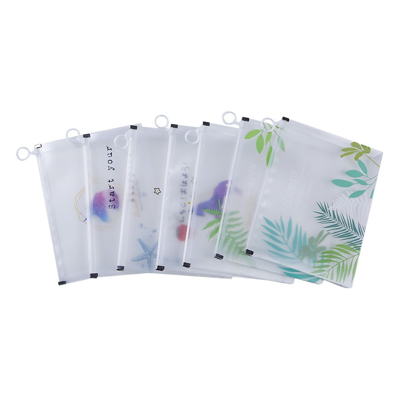 Thickened Transparent File Bag Pull Ring Office Supplies File Bag Primary and Secondary School Students' Pencil Bag a4 Portable Storage Bag