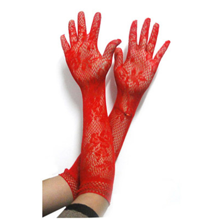 Picture of Sexy lingerie accessories transparent lace hollow high elastic gloves lace mesh gloves long generation hair 5045