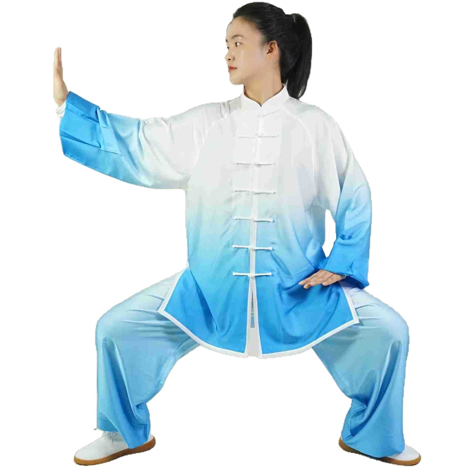 Picture of Gradient Tai Chi Suit, Martial Arts Suit, Training Suit, Eight-Section Brocade Performance Suit, Milk Silk Performance Martial Arts Suit, Practice Bend