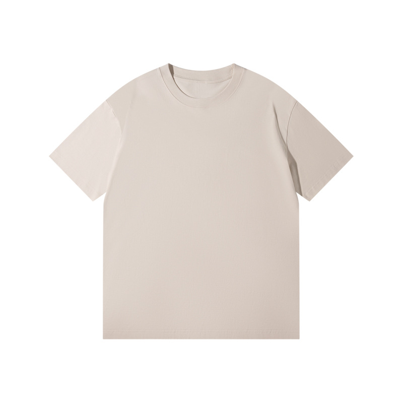 Picture of Japanese Style 230g Pure Cotton Short-Sleeved T-Shirt Women's Right Shoulder Round Neck Top Pure Color Half-Sleeved Bottoming Shirt Clothes Men's Wholesale