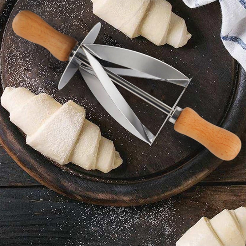 Picture of Cross-Border Baking Croissant Rolling Cutter Croissant Slicer Roller Stainless Steel Croissant Cutter Dough Cutting Tool