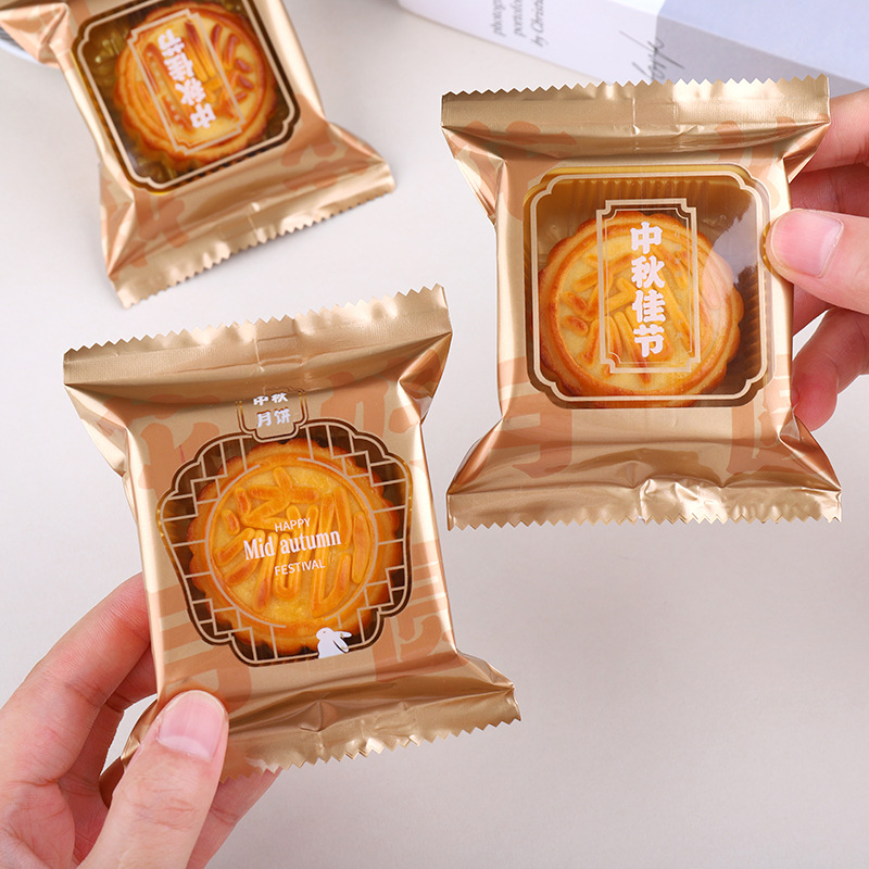 Transparent 2024 Mooncake Packaging Bag Self-Sealing 50 Ice Skin 100 Liquid Yolk Cake Old-Fashioned Mooncake Golden High-End Machine