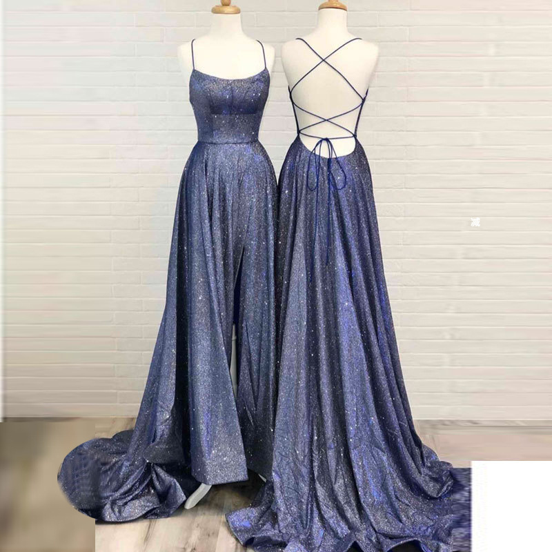 European and American Foreign Trade Amazon AliExpress wish Sexy New Long Elegant Sexy Backless Strap High Waist Dress