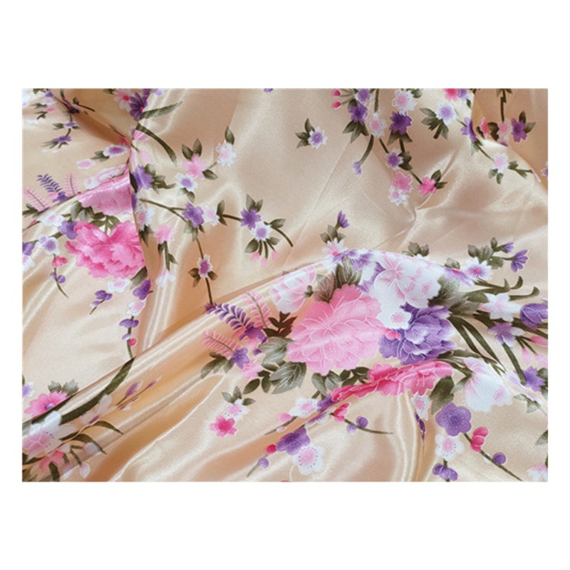 in stock Floral Printed Satin Fabric Silk Cheongsam Costume Lining Fabric Headwear Ribbon Fabric