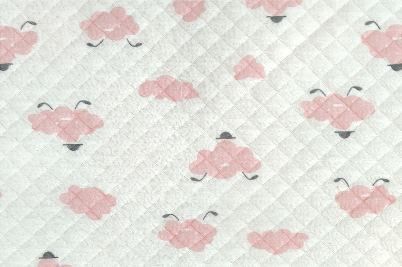 Picture of Original White Diamond Lattice Jacquard Air Layer Printed Baby Quilted Fabric Baby's Sleeping Bag Quilted Fabric