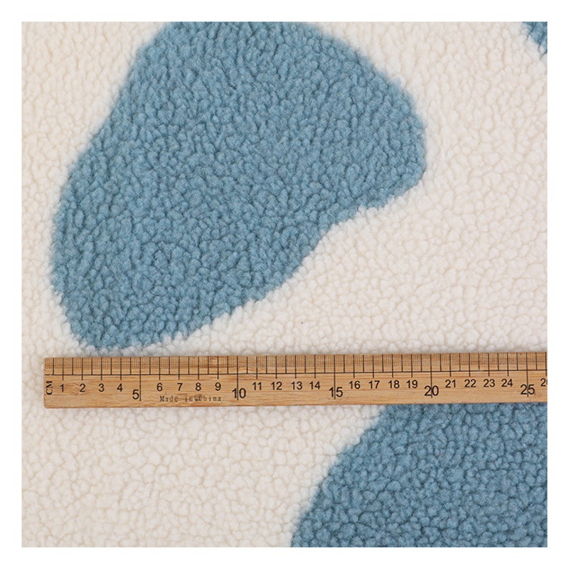 Lambswool fleece coat fabric 340g polyester large cow jacquard lambswool fleece fabric