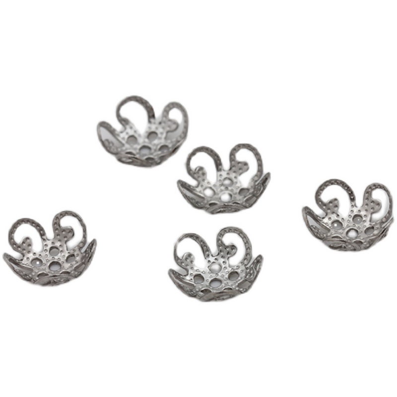 Picture of 100 Non-Fading Stainless Steel Titanium Steel Flower Tray Necklace Accessories Bracelet Spacer Beads Loose Beads DIY Jewelry Accessories