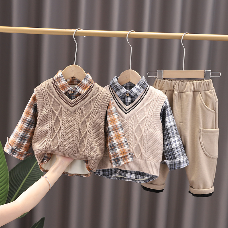 Vest three-piece Spring and Autumn new boys sweater Handsome Men's baby Autumn Korean two-piece suit manufacturers wholesale