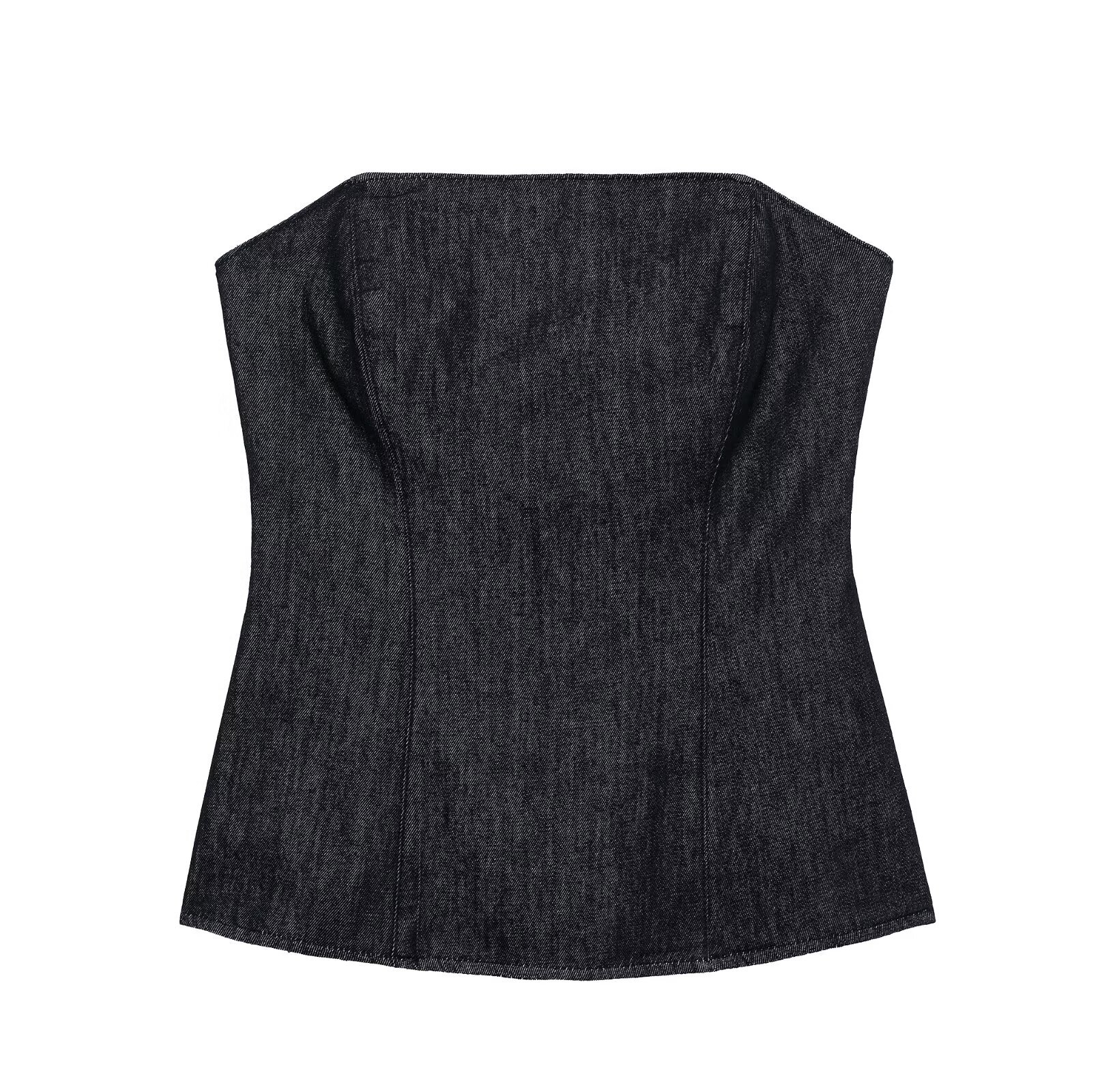 ZA cross-border women's clothing wholesale European and American style new one-word collar slim slim slim tube top Denim vest 6929263