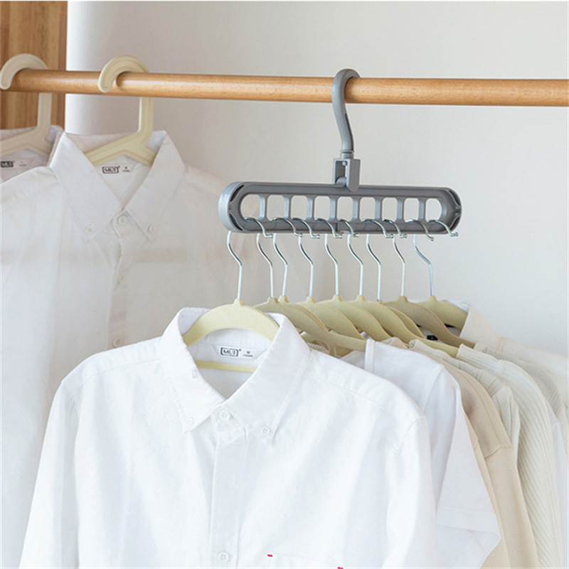 Picture of Tiktok same style nine-hole hanger multi-functional nine-hole rotating magic hanger folding clothes drying rack