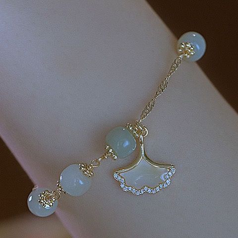 Ginkgo Leaf Hotan yu Bracelet ins Senior Niche Design Retro Fairy to Send Girlfriend
