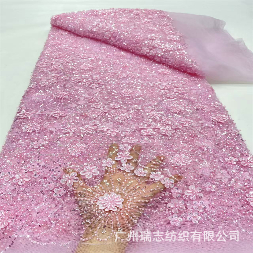 Picture of Laser Flower Sequin Embroidered Cloth Wedding Dress Evening Dress Stage Costume Fabric Sequin Lace Fabric Ready Stock