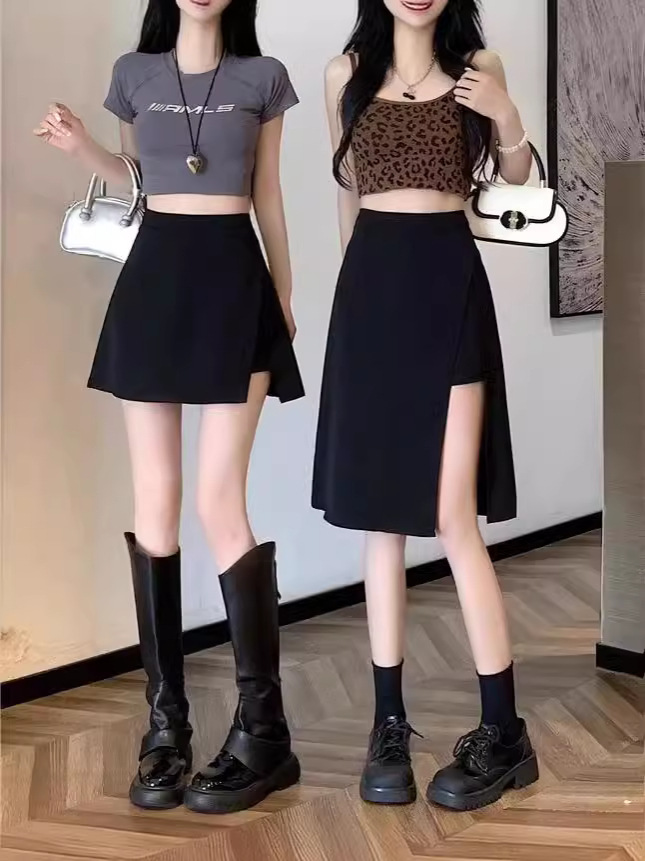 plus size Chubby mm2024 Summer Women's Skirt High Waist Slimming Irregular Skirt Light Mature Style Fashionable Elegant A- line Skirt