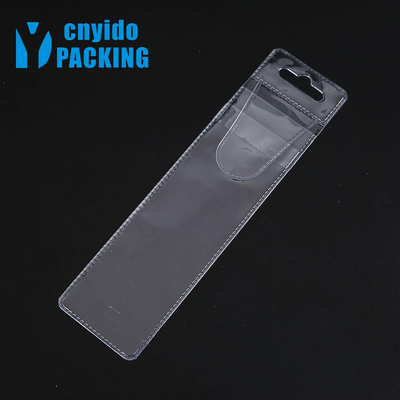 in stock with lid transparent pvc hanging hole bag self-sealing bag long strip sealing packaging soft plastic bag factory