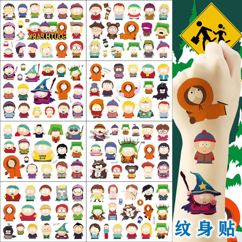 8 Cartoon SouthPark South Park Tattoo Sticker Birthday Party Tattoo Sticker Boys Girls Children