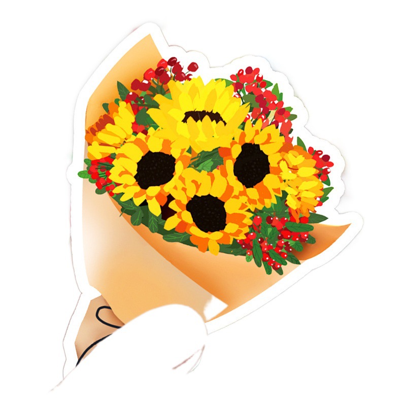 50 bouquets of small fresh flowers cartoon flowers and plants hand ledger goo card material waterproof landscaping waterproof