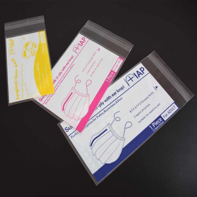 Factory wholesale disposable mask packaging bag KN95 transparent card head bag plastic hanging hole opp bag