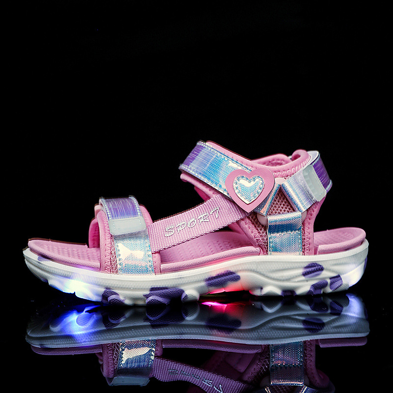 Sandals Girl's 2025 Summer Cross-border Lightweight Luminous Non-slip Magic Princess Style Sweet Student Pink Sandals