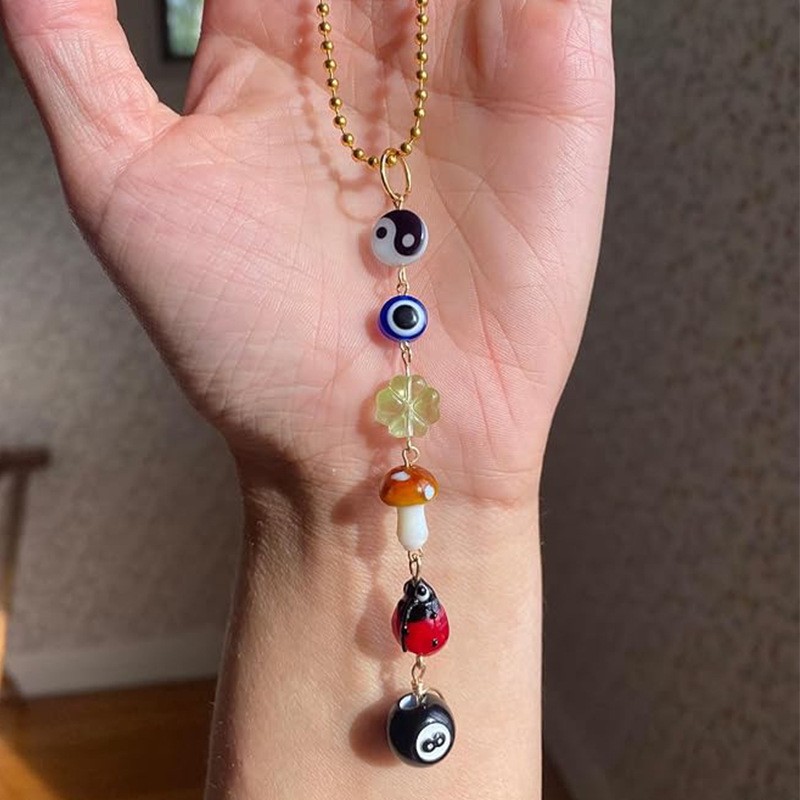 Amazon Explosions Evil Eye Good Luck Day 8-Ball Mushroom Four-Leaf Clover Ladybug Yin and Yang Symbol Car Decoration Factory