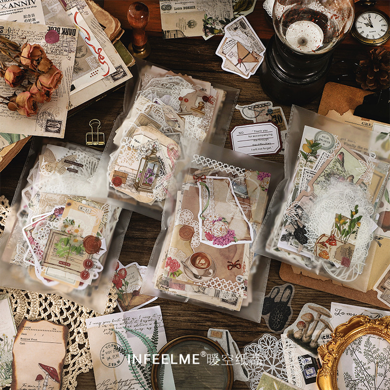 Infeel.me Material Bag Long Night Book Huai Series Retro Art Style Hand Account Diary Decorative Stickers 4