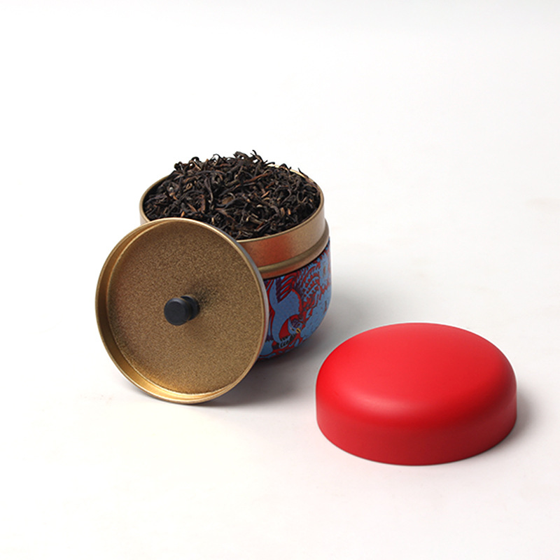 Picture of Tinplate mini portable Chinese style black tea green tea white tea sealed metal round tea iron box packaging