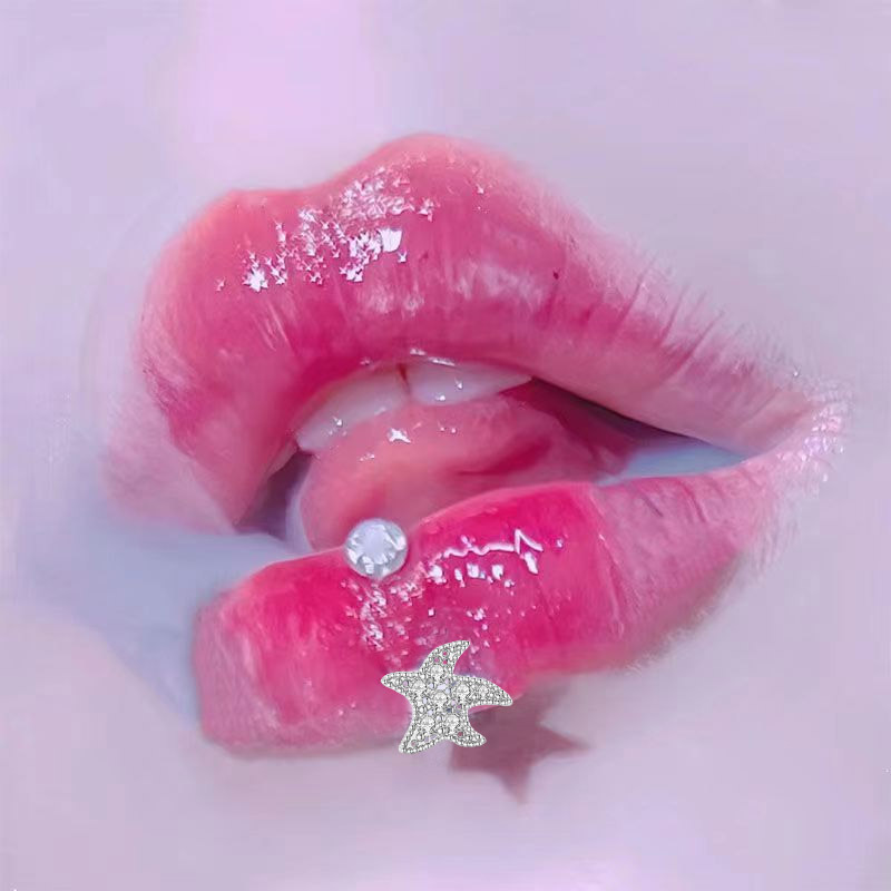 Picture of Cross-Border Flashing Love Mud Ball Lip Ring Wholesale Oil Dripping Fine Glitter Niche Sweet Hot Girl Lip Nail Piercing Jewelry