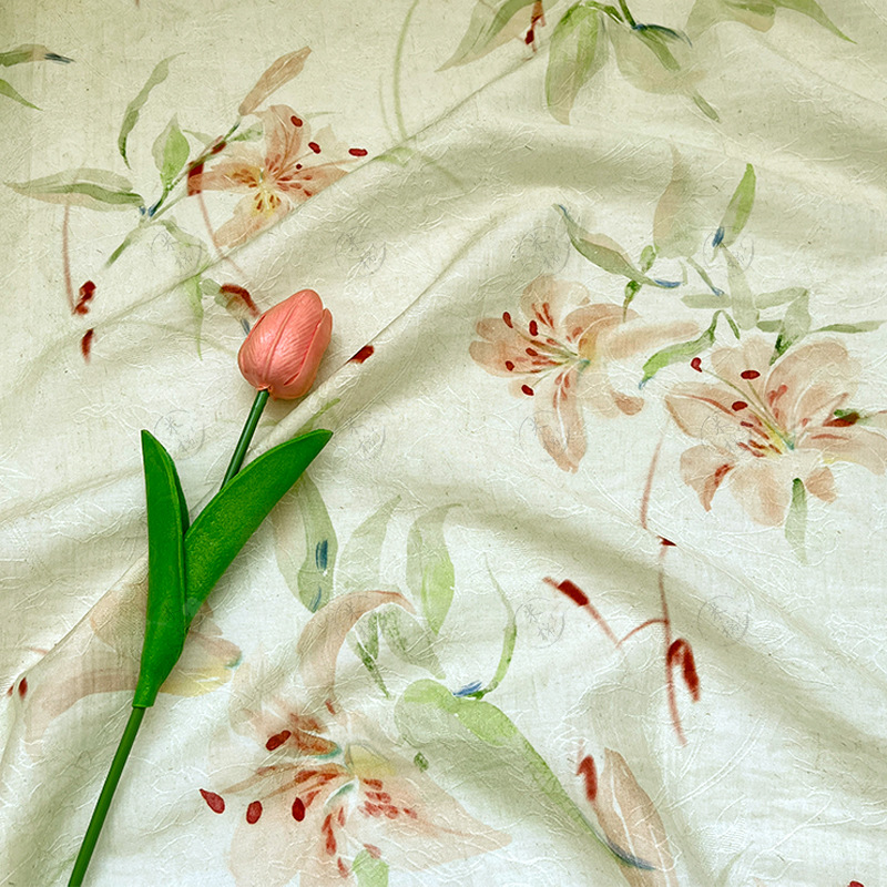 Floral soft silk new Chinese style Tencel jacquard fabric Hanfu cheongsam dress fabric handmade DIY fabric