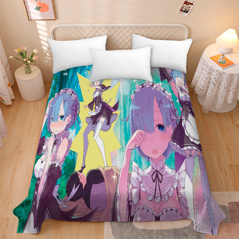 Picture of Anime Two-Dimensional Anime Rem Picture Gentleman 3D Beauty Bed Bed Sheets Single Piece Student Dormitory 1.9m