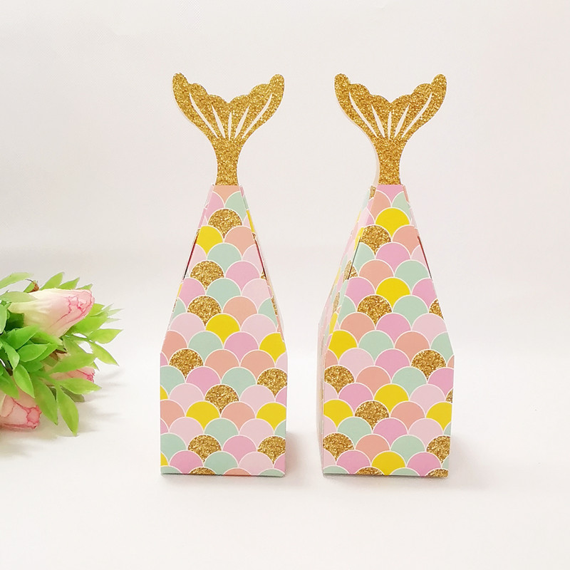 Picture of Wedding Fishtail Candy Box Wedding Return Gift Kidsren's Birthday Party Mermaid Gift Packaging Box Gift Box