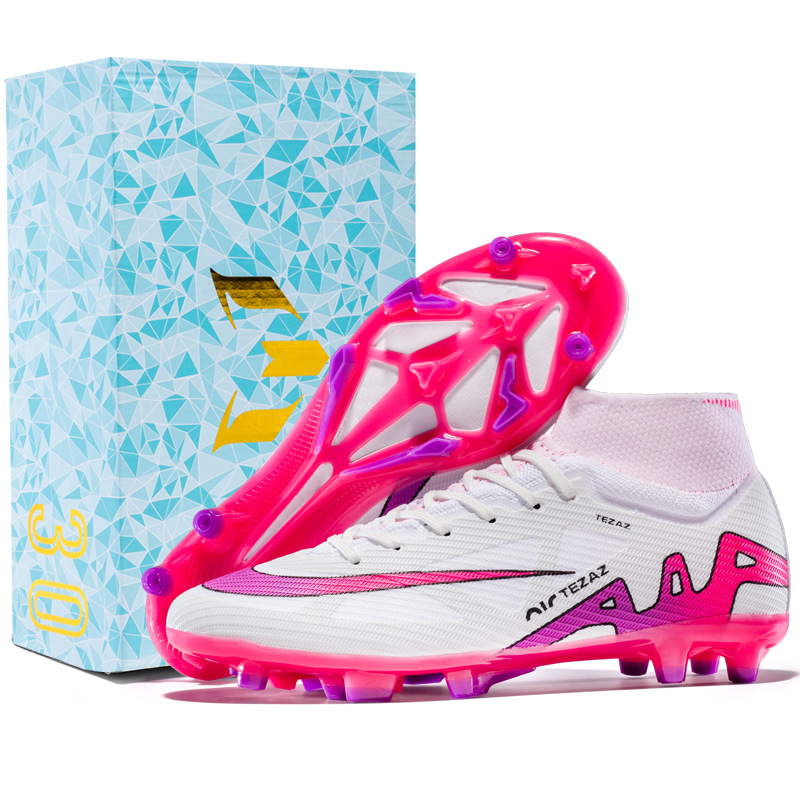 Cross-border high-top foreign trade football shoes men's Mandarin duck New AG long nail TF broken nail artificial grass competition training shoes