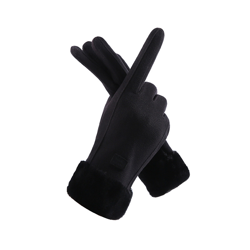 Picture of Winter warm gloves ladies fleece-lined thickened cold-proof touch screen riding hair ladies fashion cycling gloves wholesale