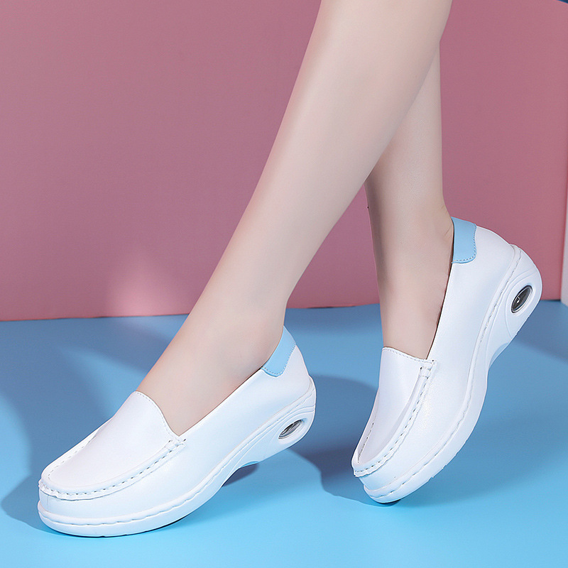 Picture of in stock nurse shoes autumn and winter leather air cushion soft bottom breathable flat anti-slip fleece-lined work shoes cross-border a generation of hair