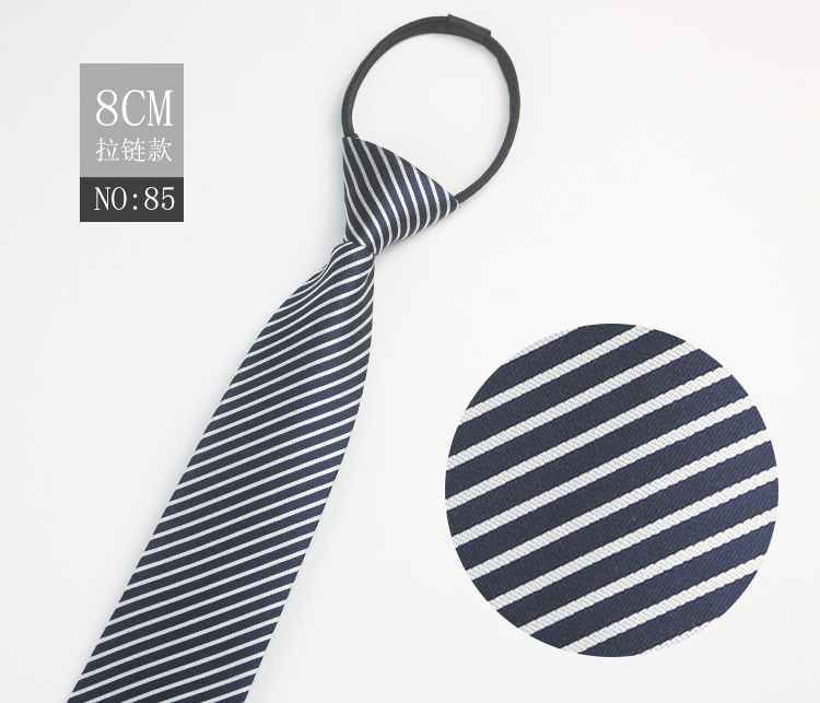 Picture of Factory Black Men's Tie Striped Blue Business Tie Lazy People Knot Free Zipper Tie in stock Wholesale