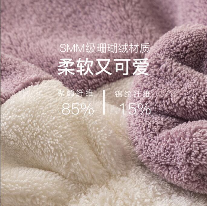 Picture of Color matching dry hair cap women's absorbent quick-drying dry hair cap wiping hair wrapping towel two-color cute shower cap
