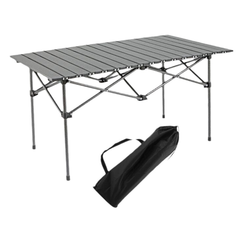 Wholesale outdoor camping folding table and chair egg roll table camping picnic table barbecue table carbon steel sprayed version suit