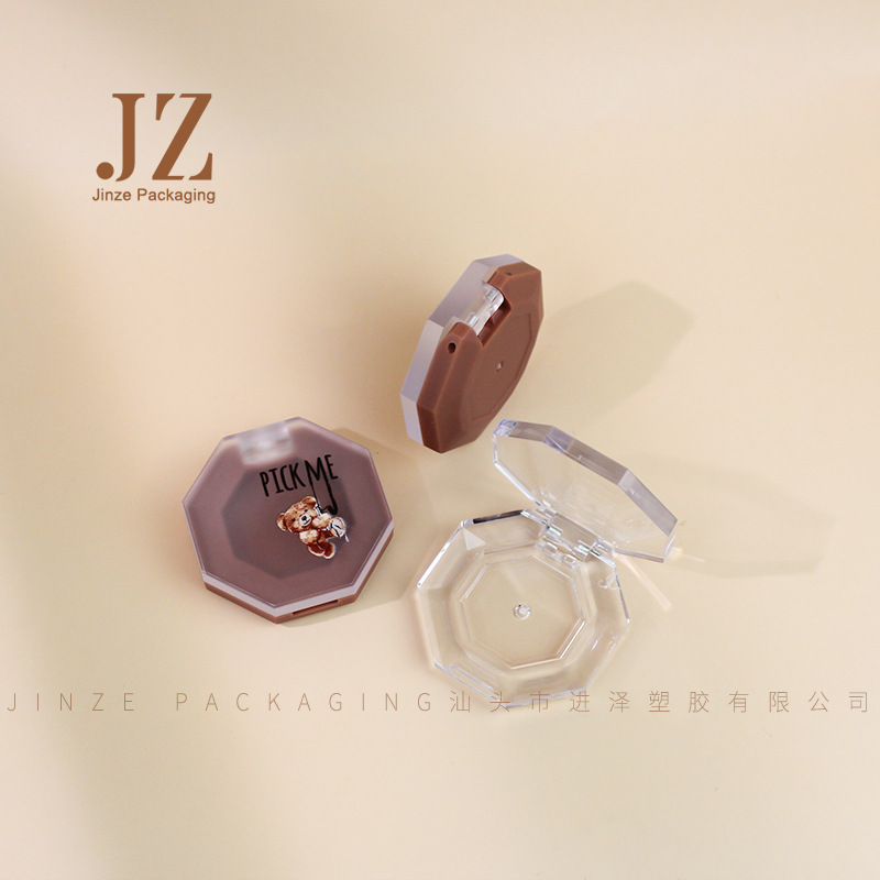 Jinze octagonal design personalized eye shadow box compact monochrome eye shadow plate blush plate makeup plate packaging material